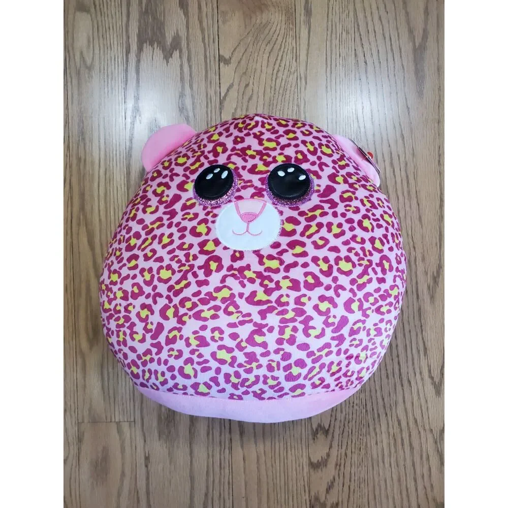 Super Soft TY Squish a Boos 2021 LAINEY Pink Leopard Cushion Pillow 12” Clean